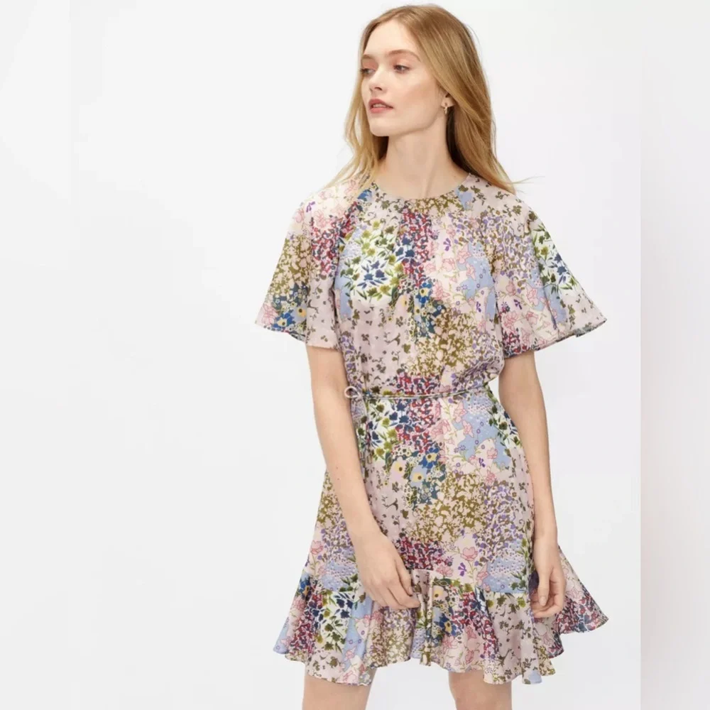 Ted Baker Lalu urban printed fluted hem mini dress, Size 2 - Picture 2 of 16